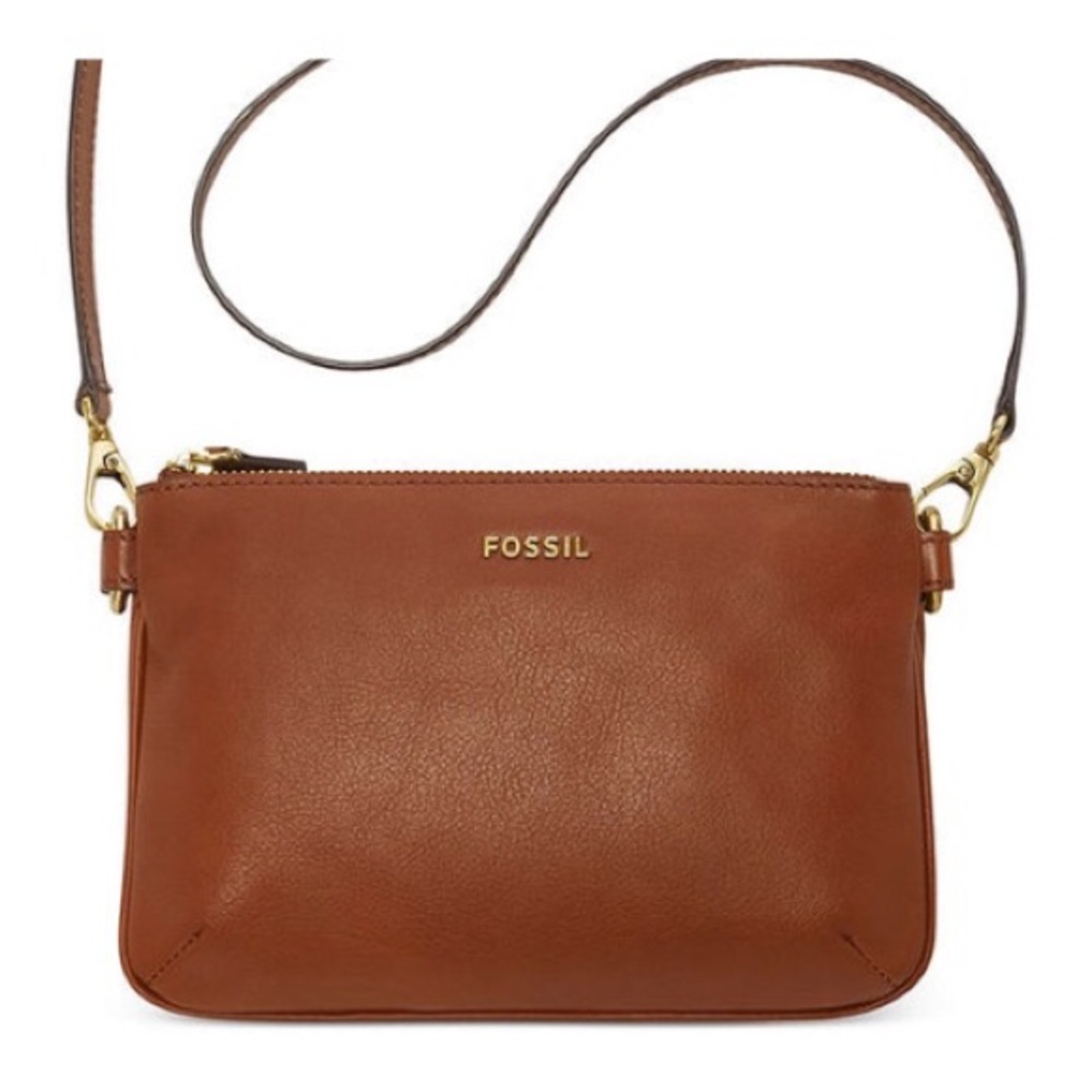 Fossil Leather Brown Crossbody Bag.